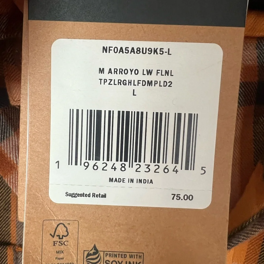 The North Face Orange and Blue Plaid Shirt